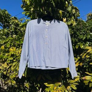 Rachel comey white blue striped button down boxy long sleeve shirt top